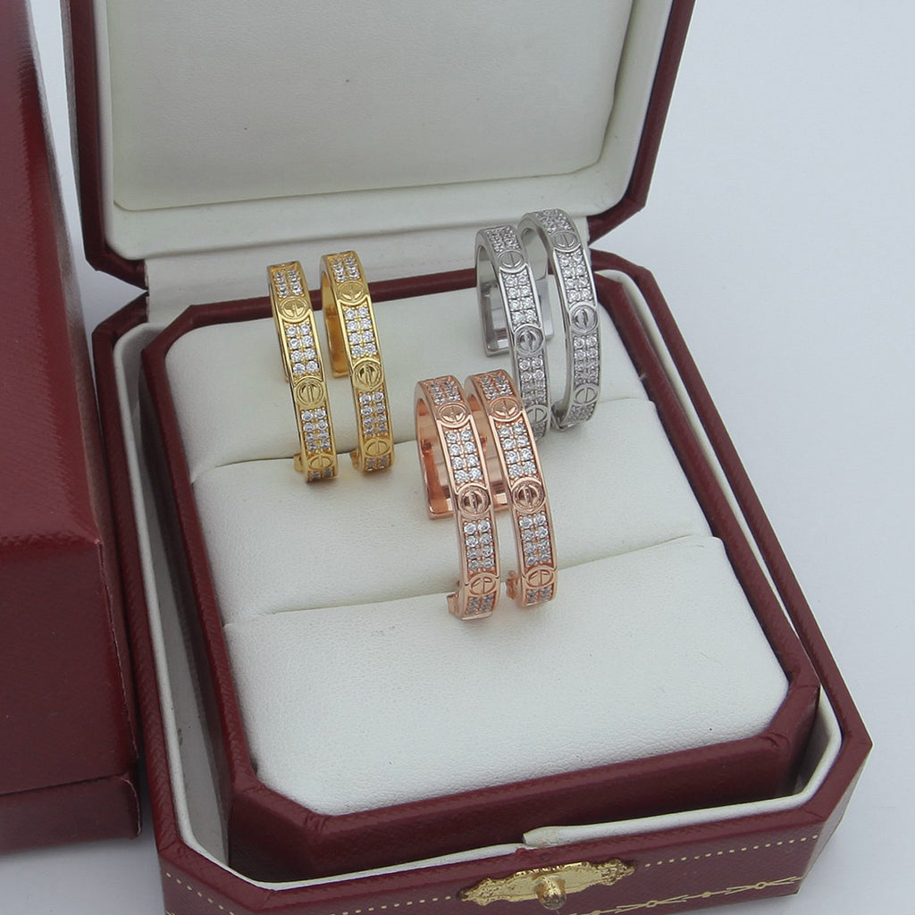 [Stellar Jewelry]LOVE EARRINGS 3.6MM DIAMOND PAVED