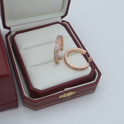 [Stellar Jewelry]LOVE EARRINGS 3.6MM DIAMOND PAVED