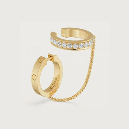 [Stellar Jewelry]LOVE 3.0MM HALF DIAMOND EARRINGS