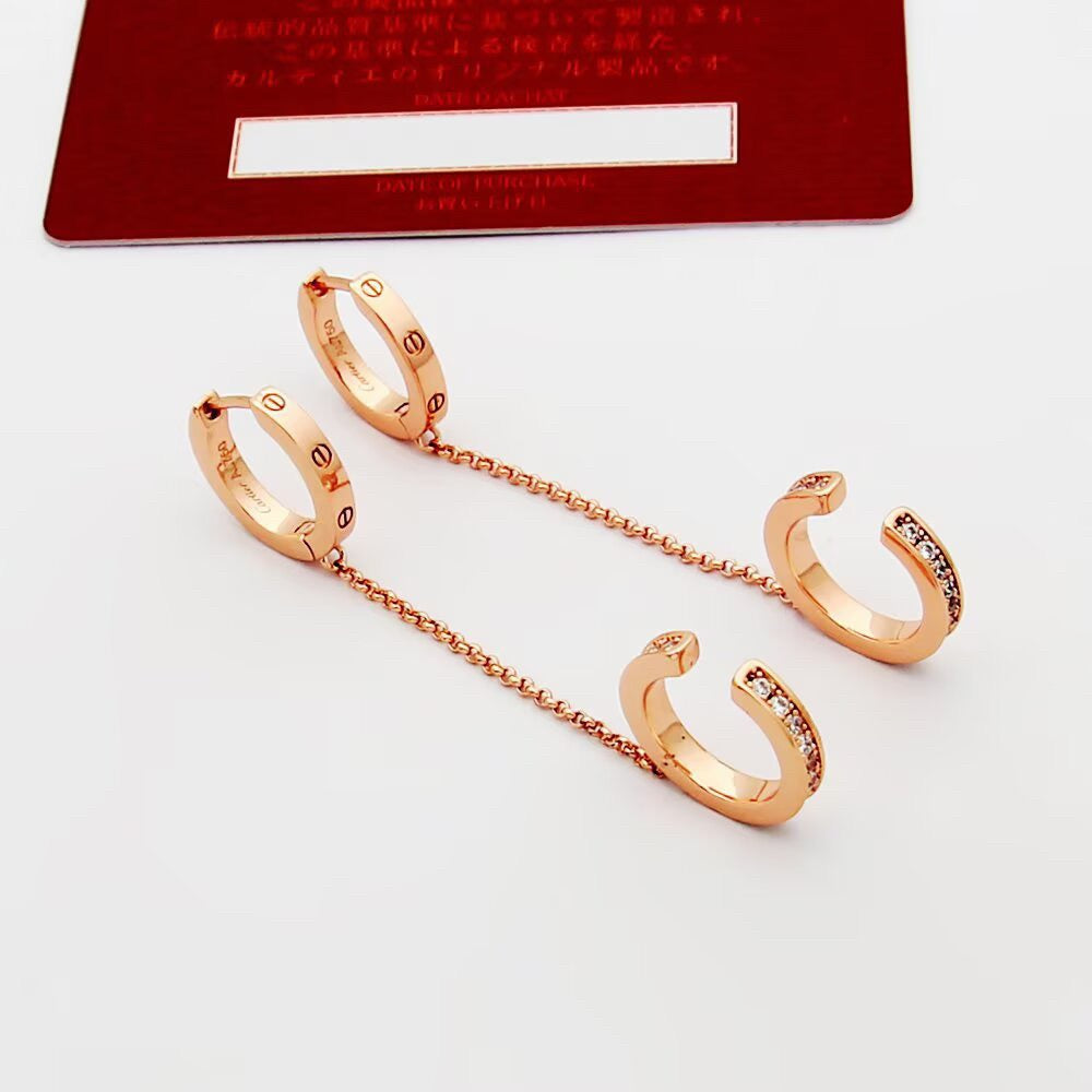 [Stellar Jewelry]LOVE 3.0MM HALF DIAMOND EARRINGS