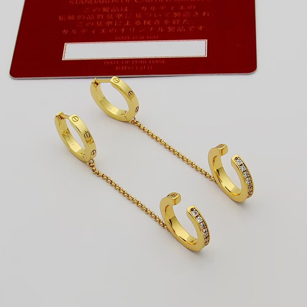[Stellar Jewelry]LOVE 3.0MM HALF DIAMOND EARRINGS