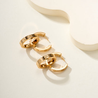 [Stellar Jewelry]LOVE 3.3MM DANGLE HALF DIAMOND EARRINGS