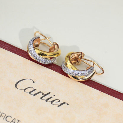 [Stellar Jewelry]TRINITY HALF DIAMOND  CLASSIC EARRINGS
