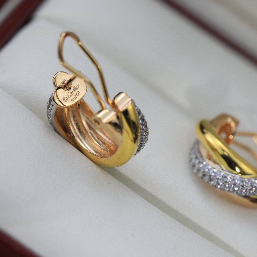 [Stellar Jewelry]TRINITY HALF DIAMOND  CLASSIC EARRINGS