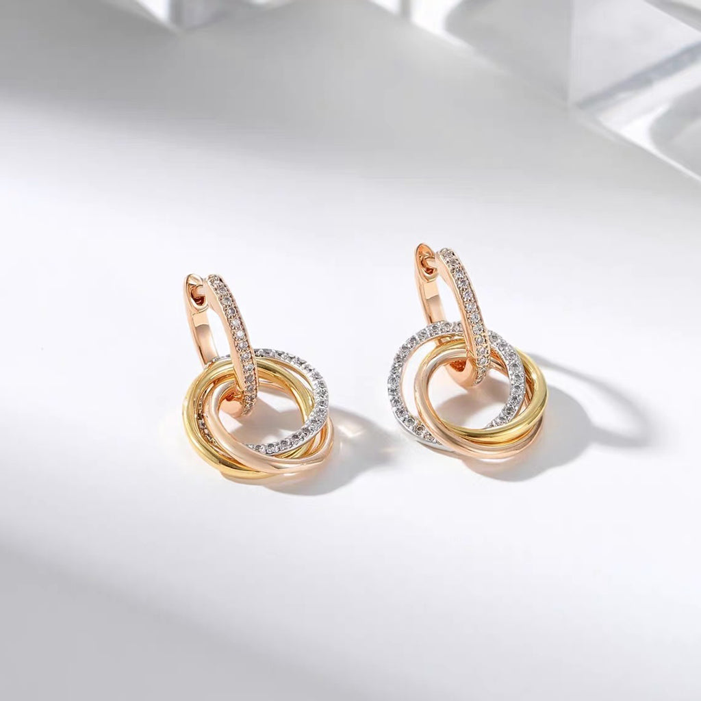 [Stellar Jewelry]TRINITY HALF DIAMOND  EARRINGS