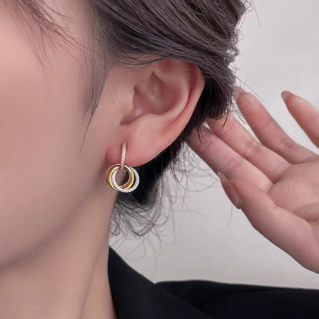 [Stellar Jewelry]TRINITY HALF DIAMOND  EARRINGS