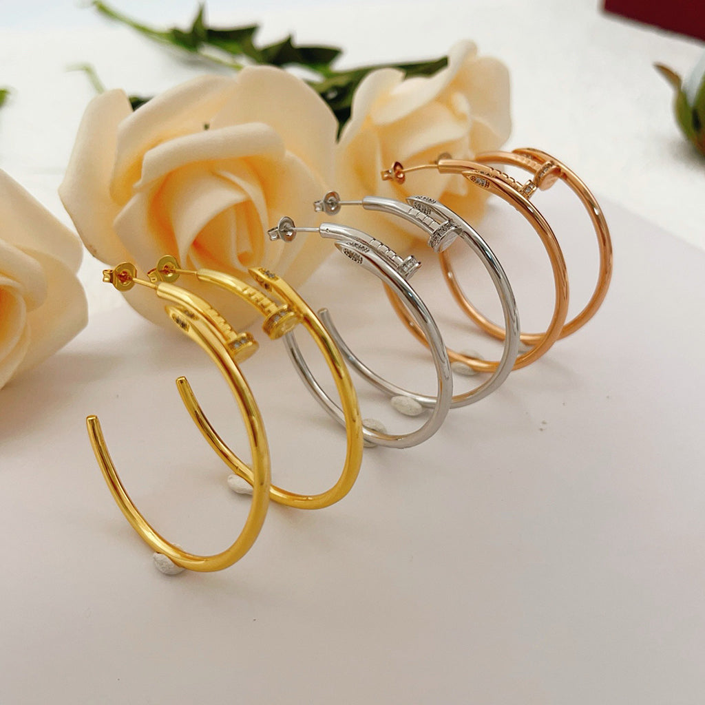 [Stellar Jewelry]JUSTE HALF DIAMOND LARGE EARRINGS