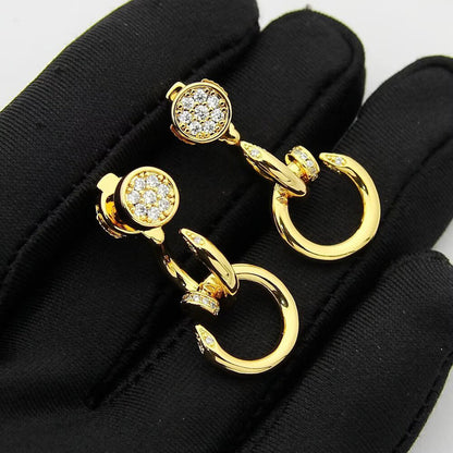 [Stellar Jewelry]JUSTE HALF DIAMOND DOUBLE EARRINGS