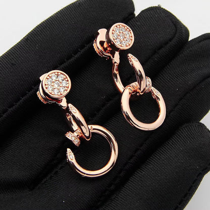 [Stellar Jewelry]JUSTE HALF DIAMOND DOUBLE EARRINGS