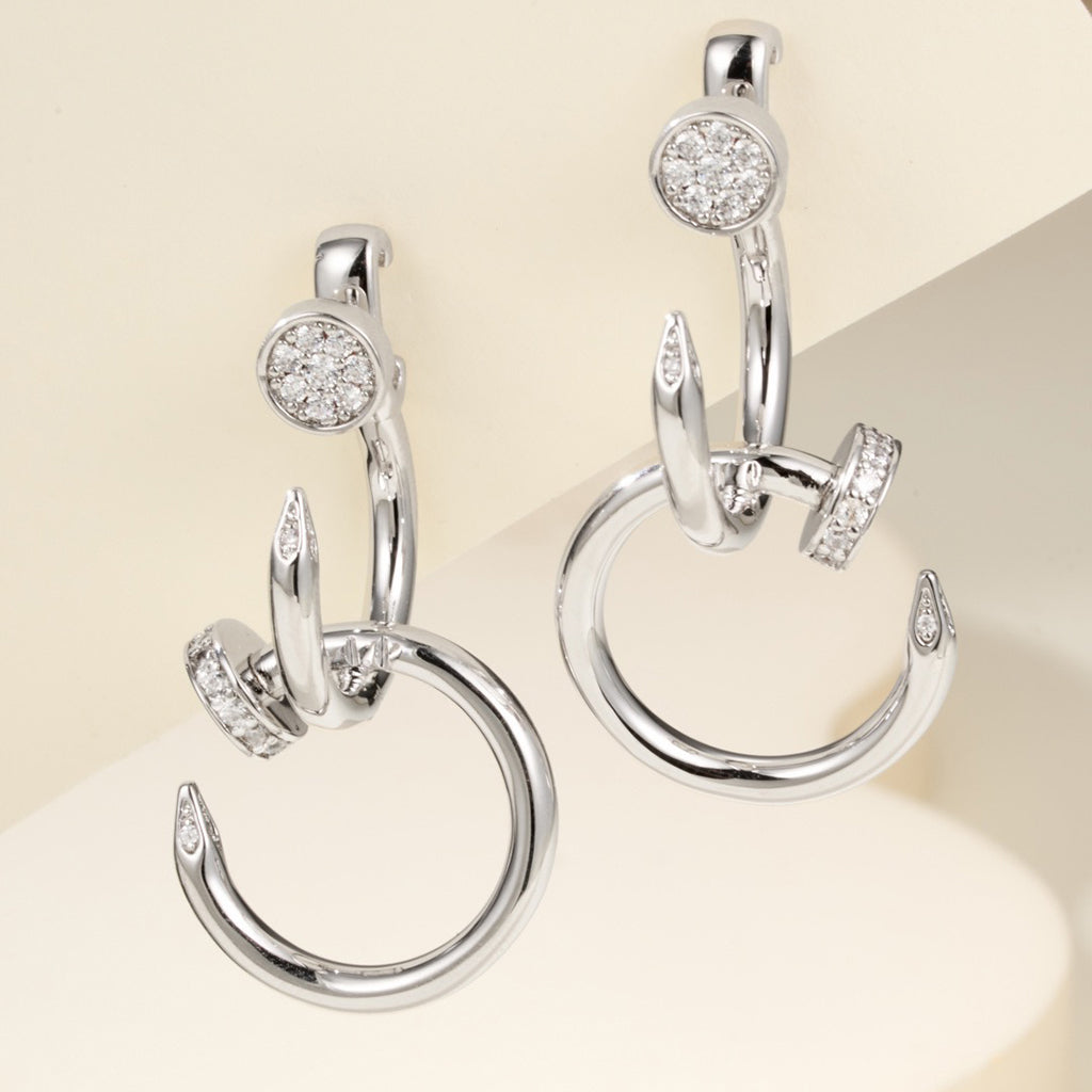 [Stellar Jewelry]JUSTE HALF DIAMOND DOUBLE EARRINGS