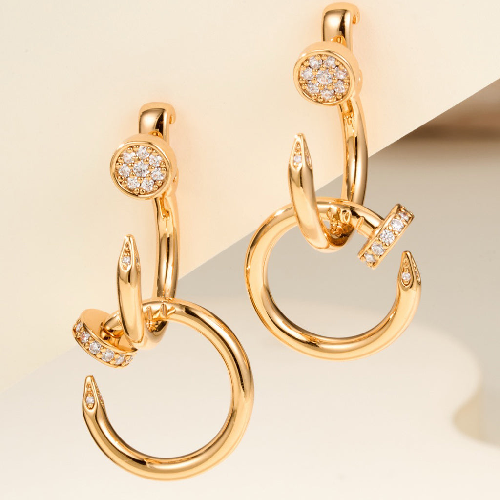 [Stellar Jewelry]JUSTE HALF DIAMOND DOUBLE EARRINGS