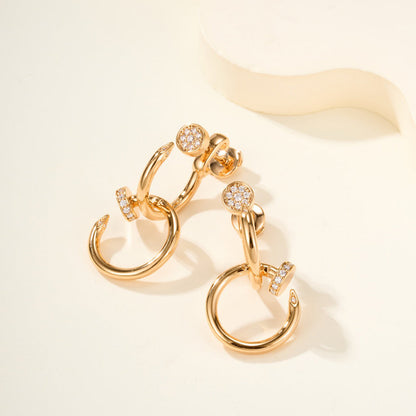 [Stellar Jewelry]JUSTE HALF DIAMOND DOUBLE EARRINGS