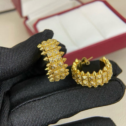 [Stellar Jewelry]CLASH 9.2MM FULL DIAMOND DOUBLE ROW EARRINGS