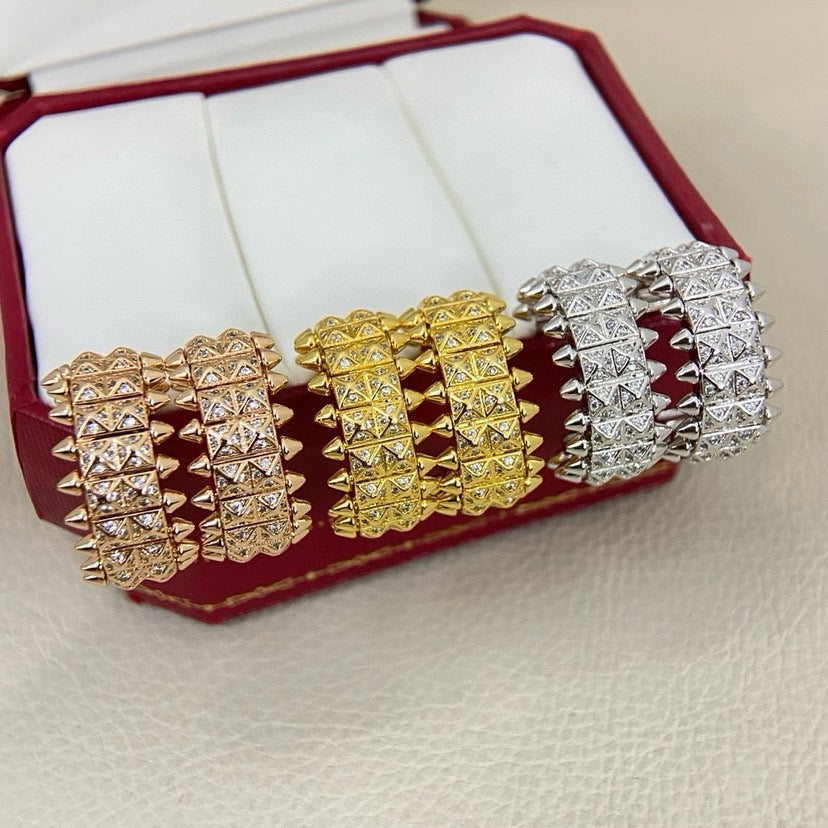 [Stellar Jewelry]CLASH 9.2MM FULL DIAMOND DOUBLE ROW EARRINGS