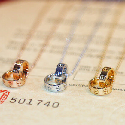 [Stellar Jewelry]LOVE DOUBLE RING NECKLACE