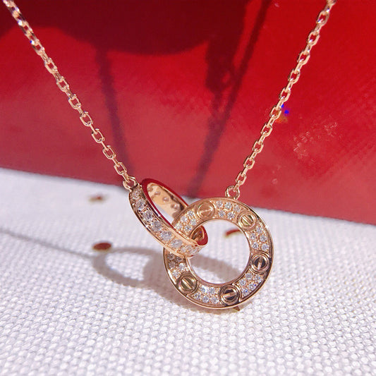 [Stellar Jewelry]LOVE  FULL DIAMOND PENDANT NECKLACE