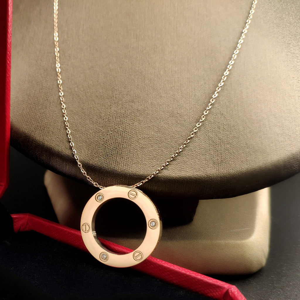 [Stellar Jewelry]LOVE NECKLACE 16MM 3 DIAMONDS