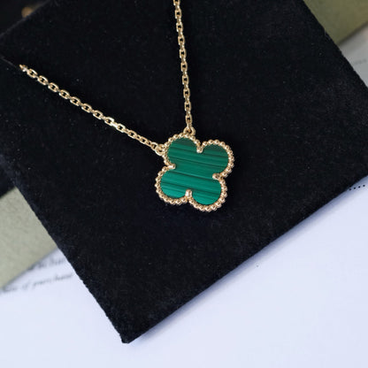 [Stellar Jewelry]CLOVER 15MM MALACHITE SINGLE FLOWER  NECKLACE