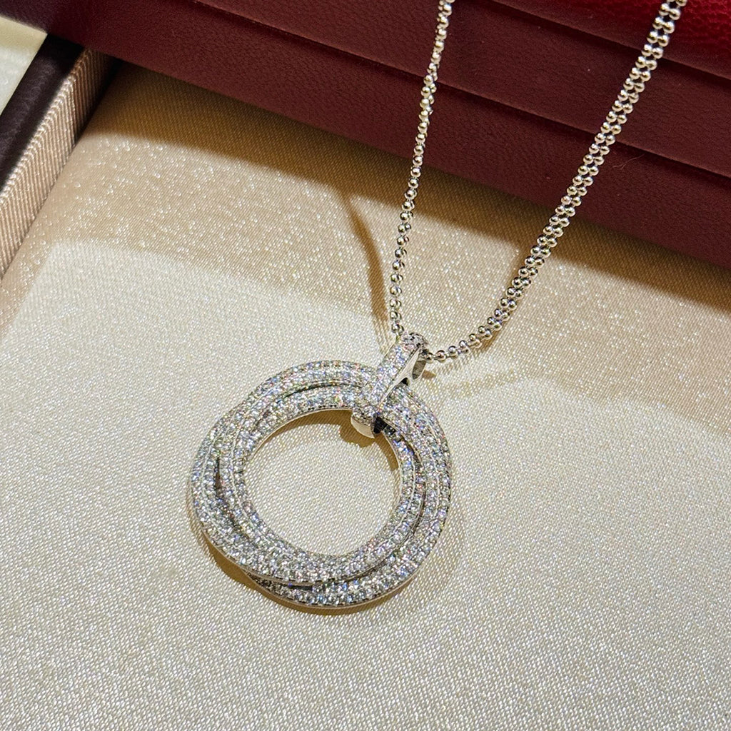 [Stellar Jewelry]TRINITY LARGE FULL DIAMOND  NECKLACE