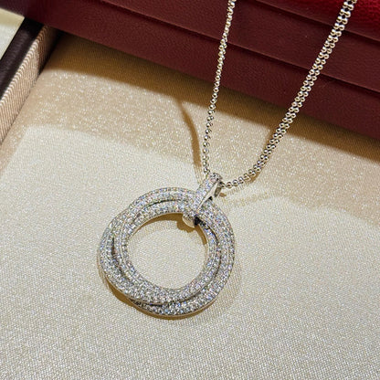 [Stellar Jewelry]TRINITY LARGE FULL DIAMOND  NECKLACE