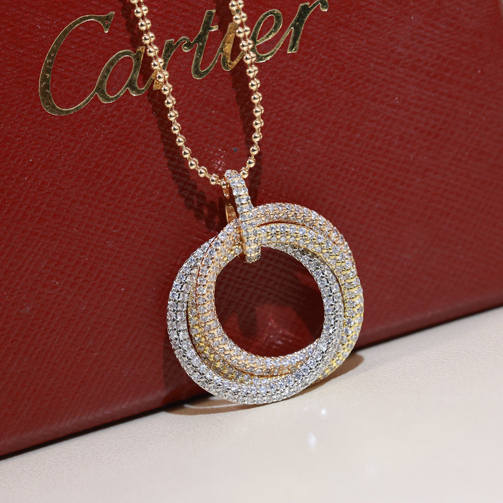 [Stellar Jewelry]TRINITY LARGE FULL DIAMOND  NECKLACE