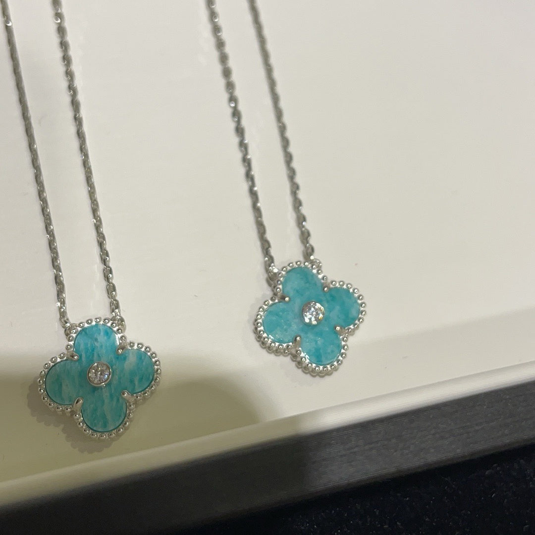[Stellar Jewelry]CLOVER 15MM DIAMOND SVRES PORCELAIN  NECKLACE SILVER