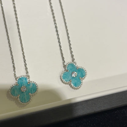[Stellar Jewelry]CLOVER 15MM DIAMOND SVRES PORCELAIN  NECKLACE SILVER