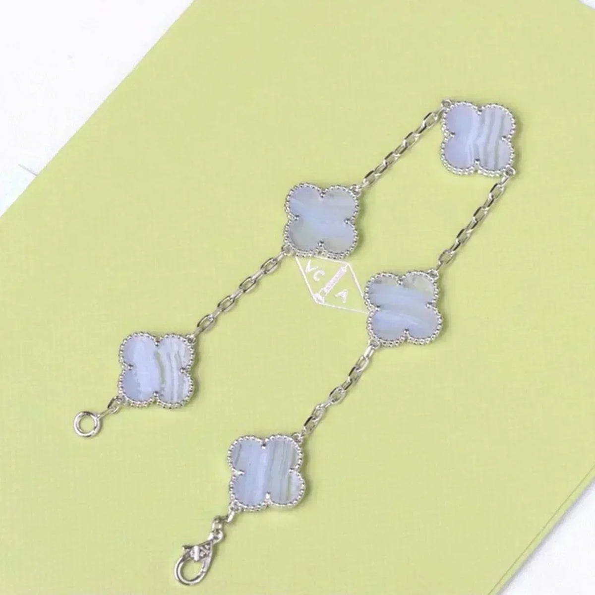 [Stellar Jewelry] CLOVER 5 MOTIF PURPLE CHALCEDONY BRACELET COLLECTION