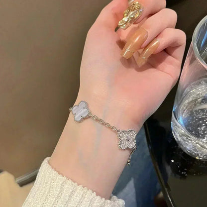 [Stellar Jewelry] CLOVER 5 MOTIF PURPLE CHALCEDONY BRACELET COLLECTION