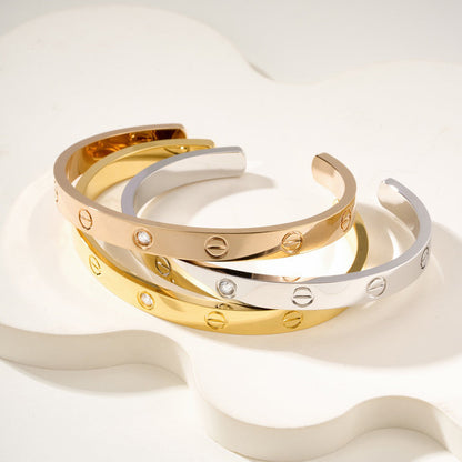 [Stellar Jewelry]LOVE BRACELET 6.1MM 1 DIAMOND OPEN CUFF