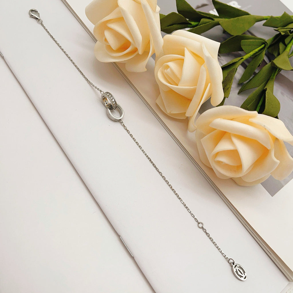 [Stellar Jewelry]LOVE DOUBLE RING HALF DIAMOND BRACELET