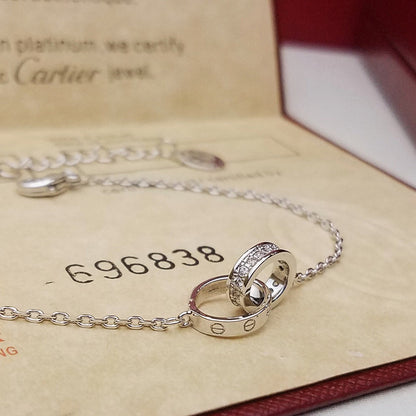 [Stellar Jewelry]LOVE DOUBLE RING HALF DIAMOND BRACELET