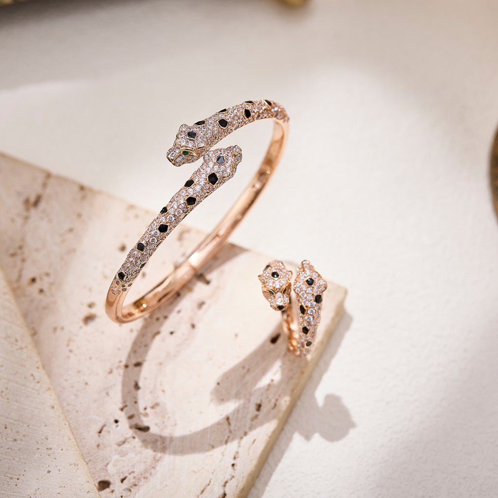 [Stellar Jewelry]PANTHERE DOUBLE HEADED FULL DIAMOND  RING