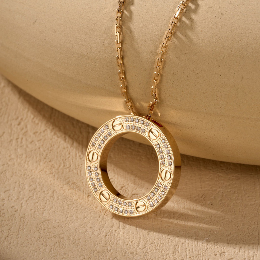 [Stellar Jewelry]LOVE NECKLACE 16MM  FULL DIAMOND