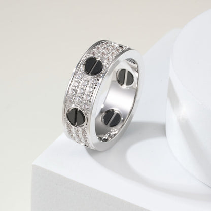 [Stellar Jewelry]LOVE RING 5.5MM DIAMONDS PAVED CERAMIC