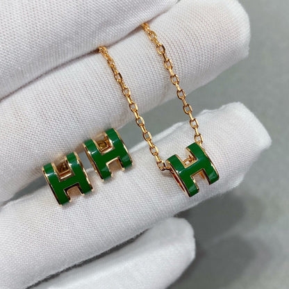 [Stellar Jewelry]POP H GREEN NECKLACE SILVER AND GOLD