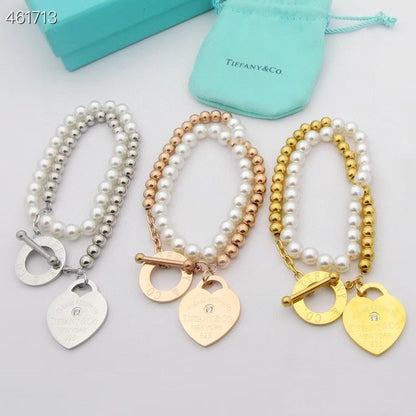 [Stellar jewels]RETURN TO TIF HEART TAF BEAD PEARL BRACELET