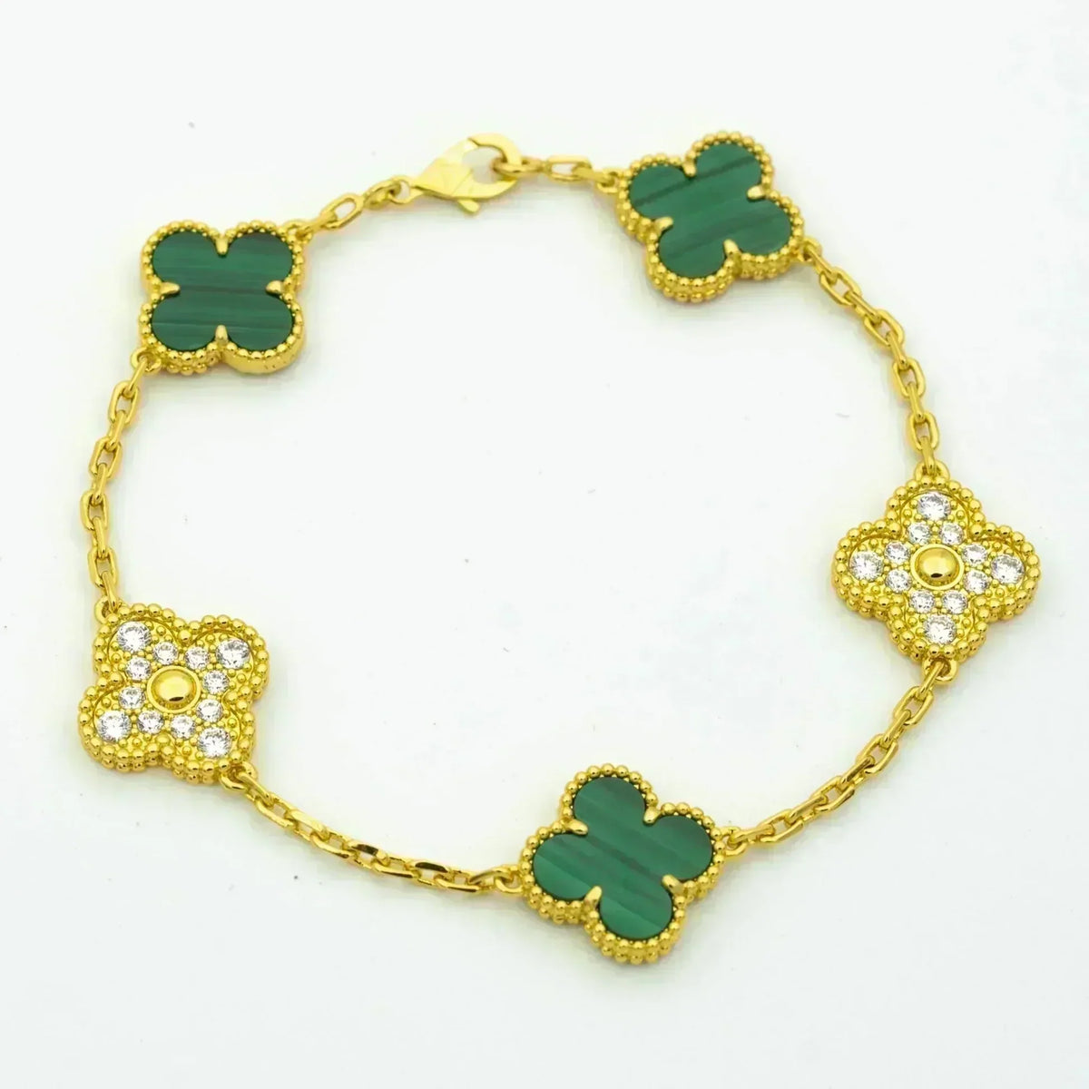 [Stellar Jewelry] CLOVER 5 MOTIF MALACHITE BRACELET COLLECTION
