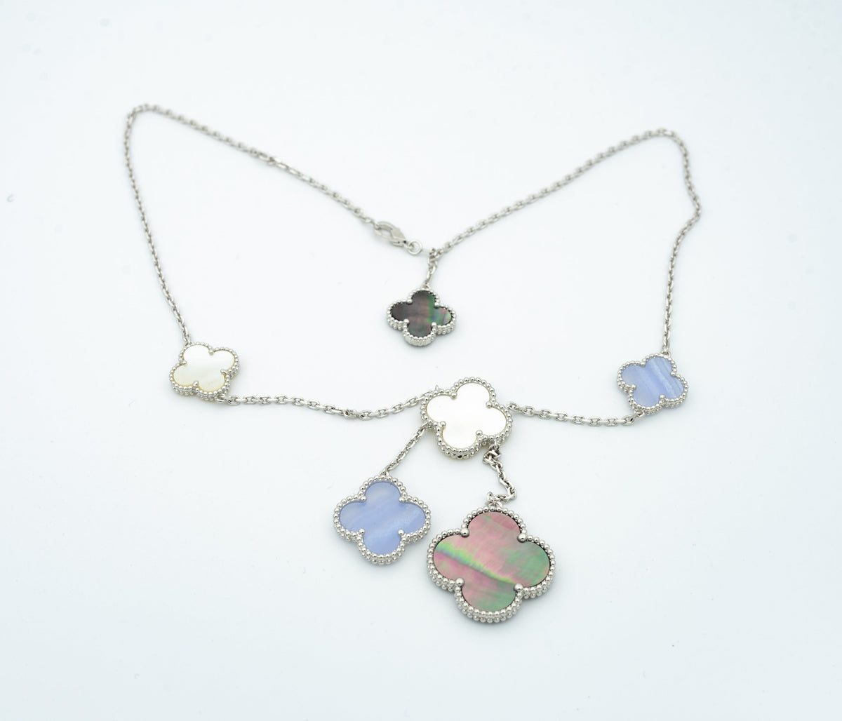 [Stellar Jewelry]CLOVER MOP CHALCEDONY NECKLACE SILVER 6 MOTIF
