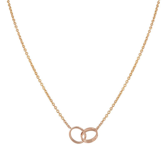 [Stellar Jewelry]LOVE NECKLACE DOUBLE RING PINK GOLD