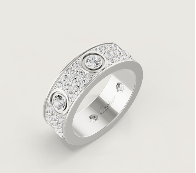 [Stellar Jewelry]LOVE RING 6.5MM Full Diamond, 6 Major Diamonds Silver