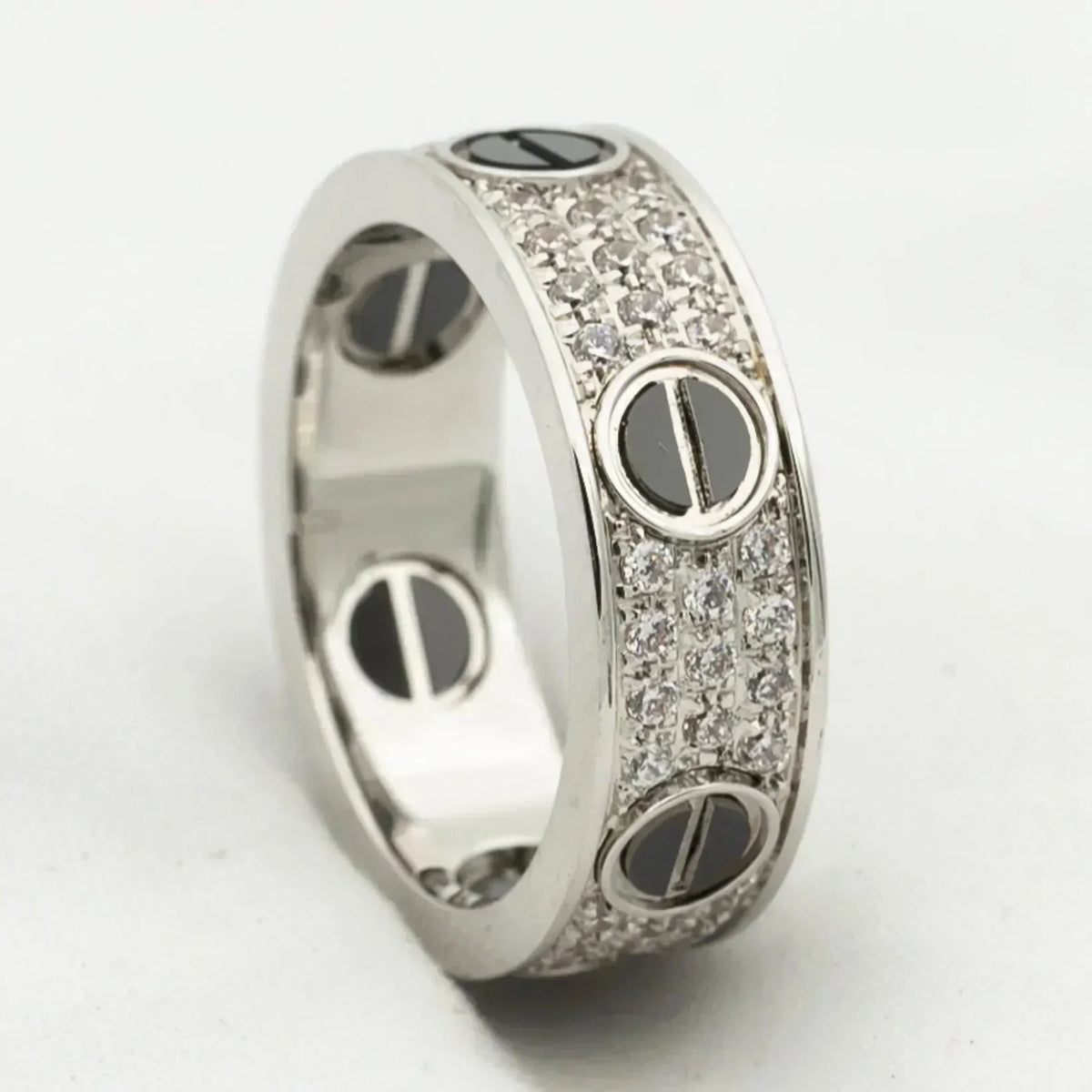 [Stellar Jewelry]LOVE RING 5.5MM DIAMONDS PAVED CERAMIC