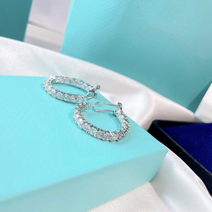 [Stellar jewels]SILVER DIAMOND HOOP EARRINGS