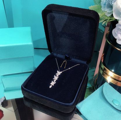 [Stellar jewels]MIXED CLUSTER DIAMOND DROP PENDANT