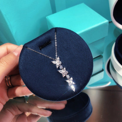 [Stellar jewels]MIXED CLUSTER DIAMOND DROP PENDANT