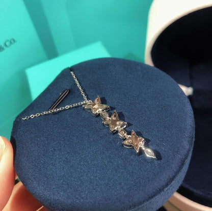 [Stellar jewels]MIXED CLUSTER DIAMOND DROP PENDANT
