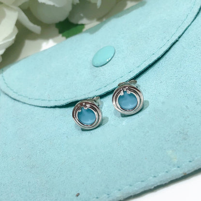 [Stellar jewels]TURQUOISE CIRCLE WHITE GOLD EARRINGS