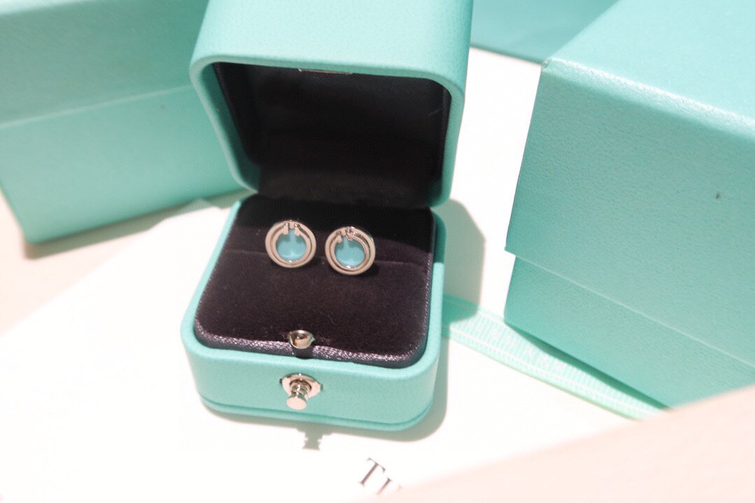 [Stellar jewels]TURQUOISE CIRCLE WHITE GOLD EARRINGS