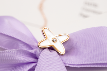 [Stellar Jewelry]JEUX DE WHITE MOP ROSE GOLD DIAMOND EARRINGS