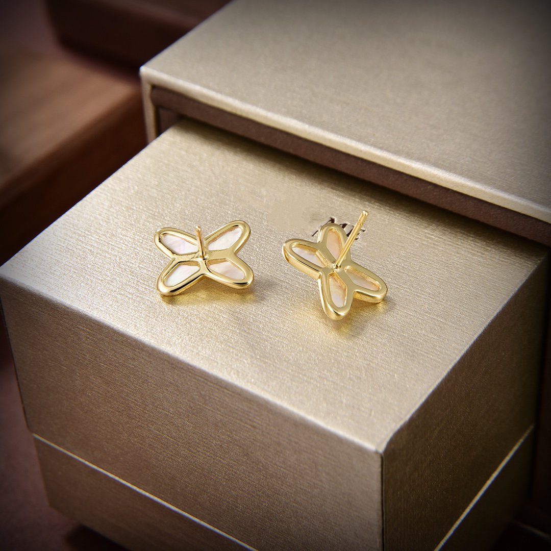 [Stellar Jewelry]JEUX DE WHITE MOP GOLD DIAMOND EARRINGS